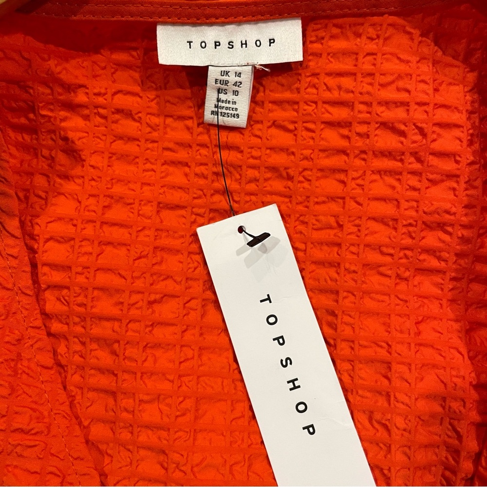 TopShop Textured Puff Sleeve Full Wrap Tiered Dress - Picture 4 of 5
